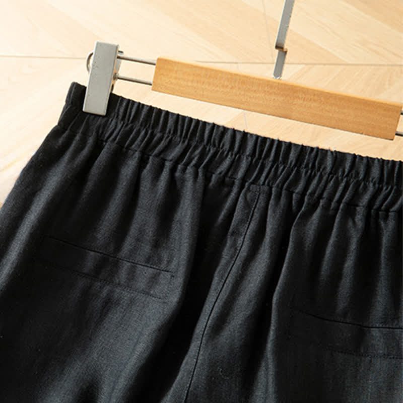 Buddha Stones Women's Spring High Elastic Waist Wide Leg Long Pants With Side Pockets