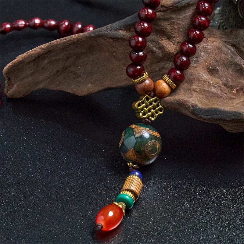 FREE Today: Peace and Protection Tibetan Handmade Wenge Wood Dzi Bead Elephant Head Necklace Pendant