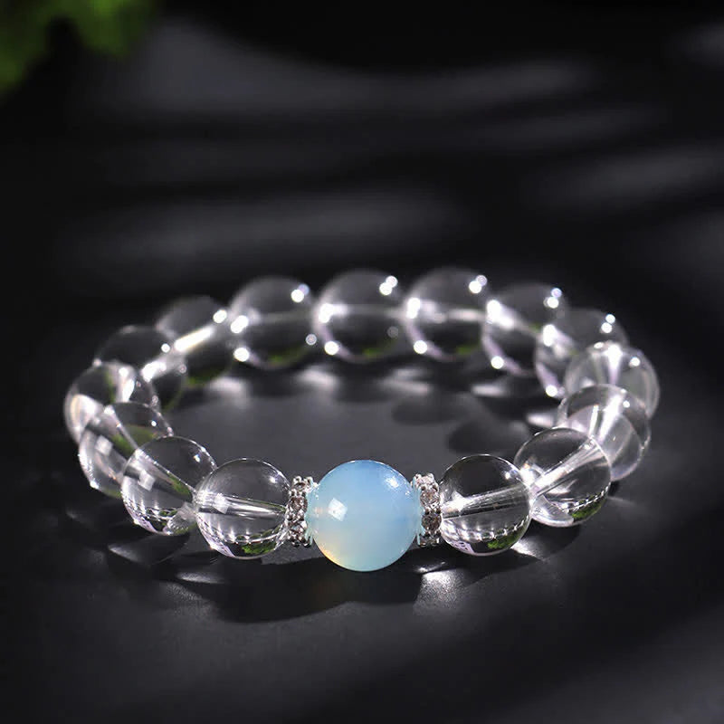 Buddha Stones Clear Quartz Aquamarine Healing Bracelet