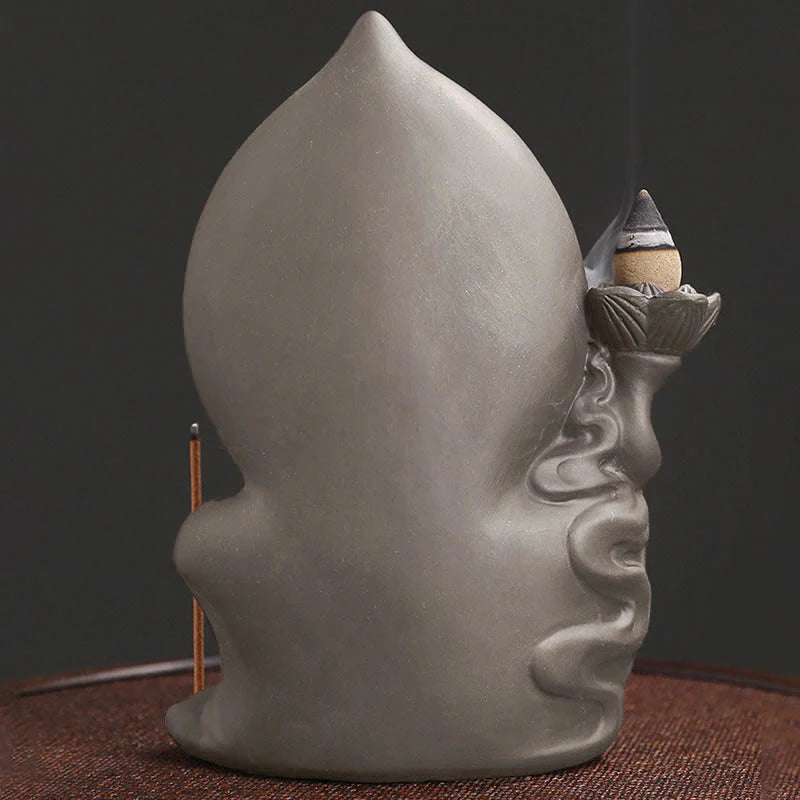 Buddha Stones Tibetan Avalokitesvara Buddha Lotus Healing Backflow Smoke Fountain Incense Burner