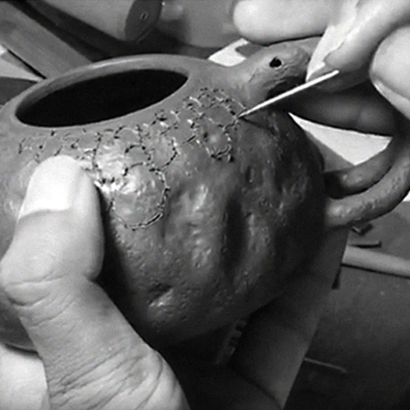 Buddha Stones Handmade Vintage Tree Texture Purple Clay Kung Fu Teapot 220ml