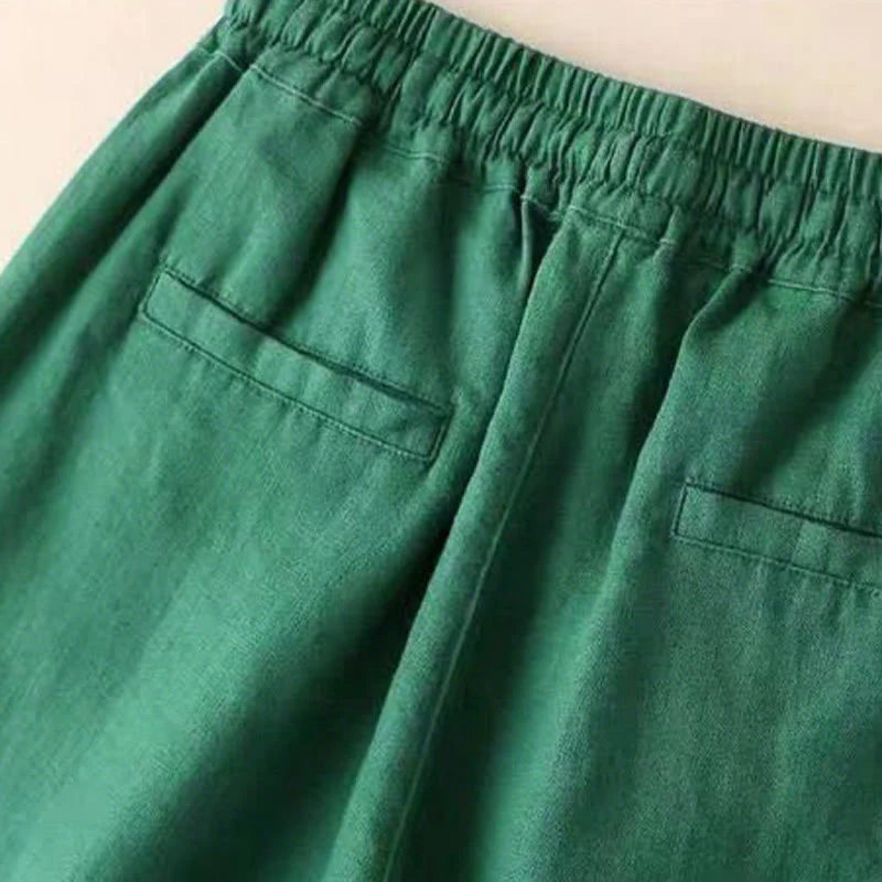 Buddha Stones Casual High Waist Lace-up Wide Leg Pants With Pockets