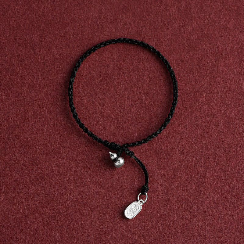 Buddha Stones 925 Sterling Silver Gourd Lucky Fortune Charm String Connection Bracelet