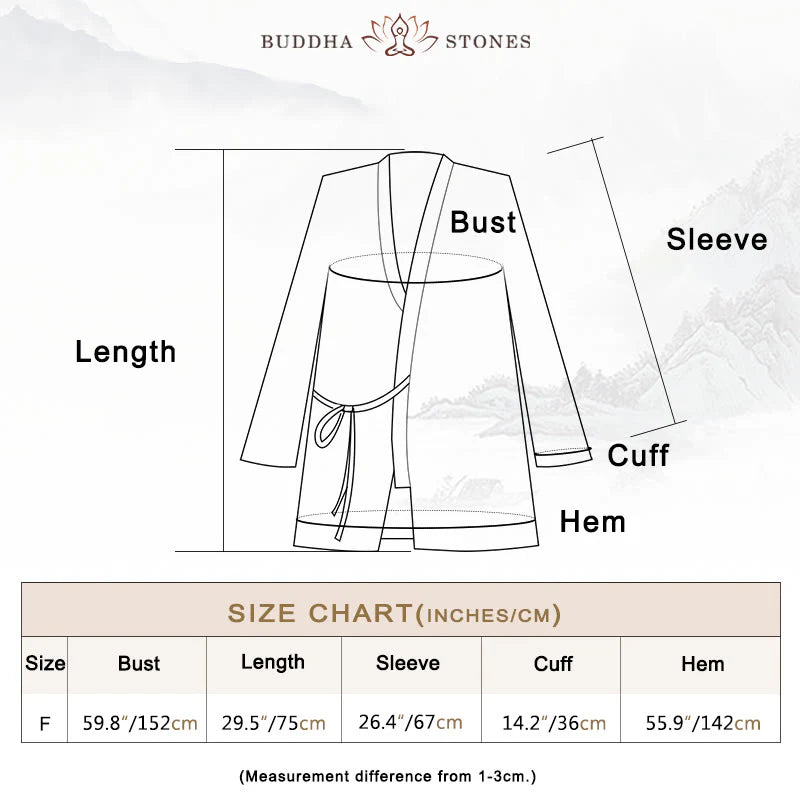 Buddha Stones Tie Dye Lace-up Design Coat Zen Meditation Open Front Top Jacket
