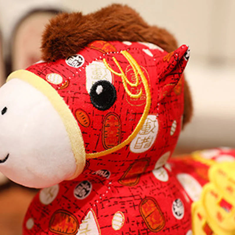 Buddha Stones Year of the Horse Copper Coins Plush Doll Home Decoration