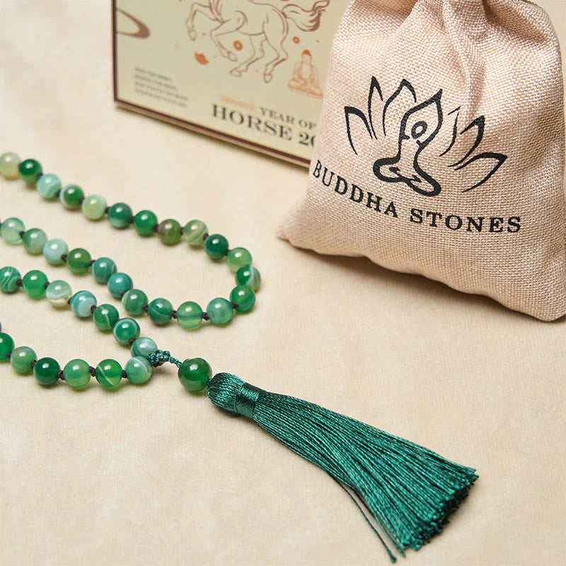 Buddha Stones Bead Malachite Tassel Protection Bracelet