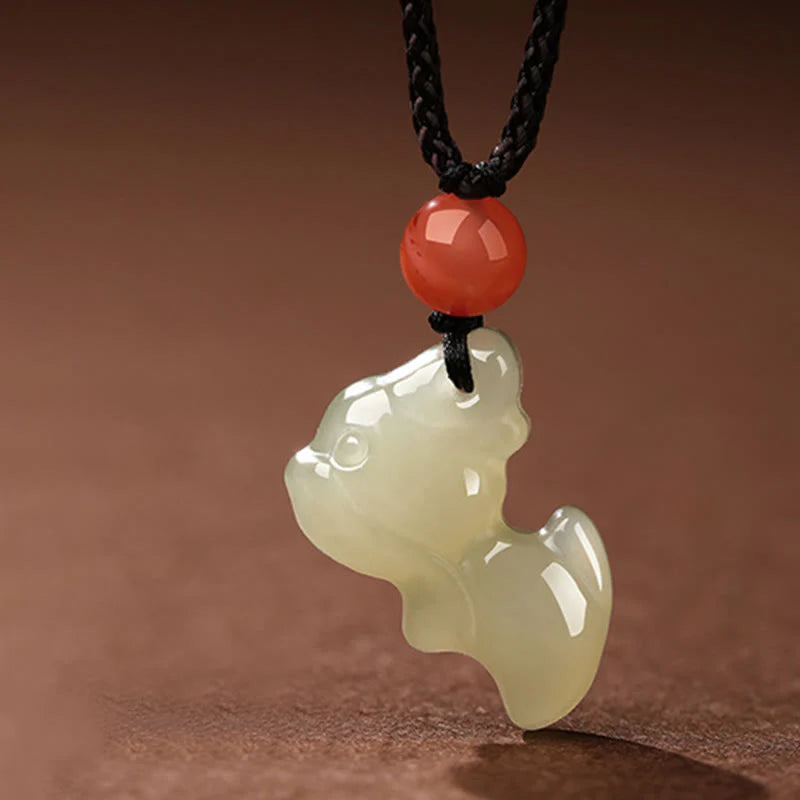 Buddha Stones Chinese Zodiac Year Of The Horse Jade South Red Agate Prosperity Necklace Pendants