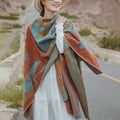 Buddha Stones Tibetan Orange Shawl Warm Cloak Scarf