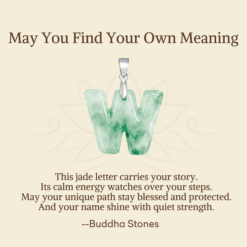 Buddha Stones May You Find Your Own Meaning Natural A-Z Letter Jade Titanium Steel Chain Necklace Includes Gift Message Card