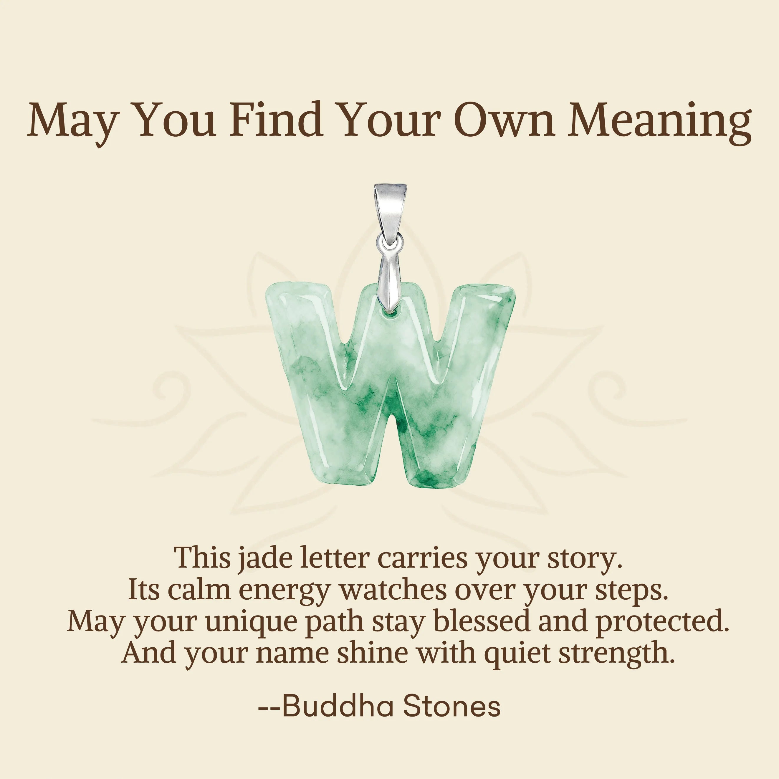 Buddha Stones May You Find Your Own Meaning Natural A-Z Letter Jade Titanium Steel Chain Necklace Includes Gift Message Card