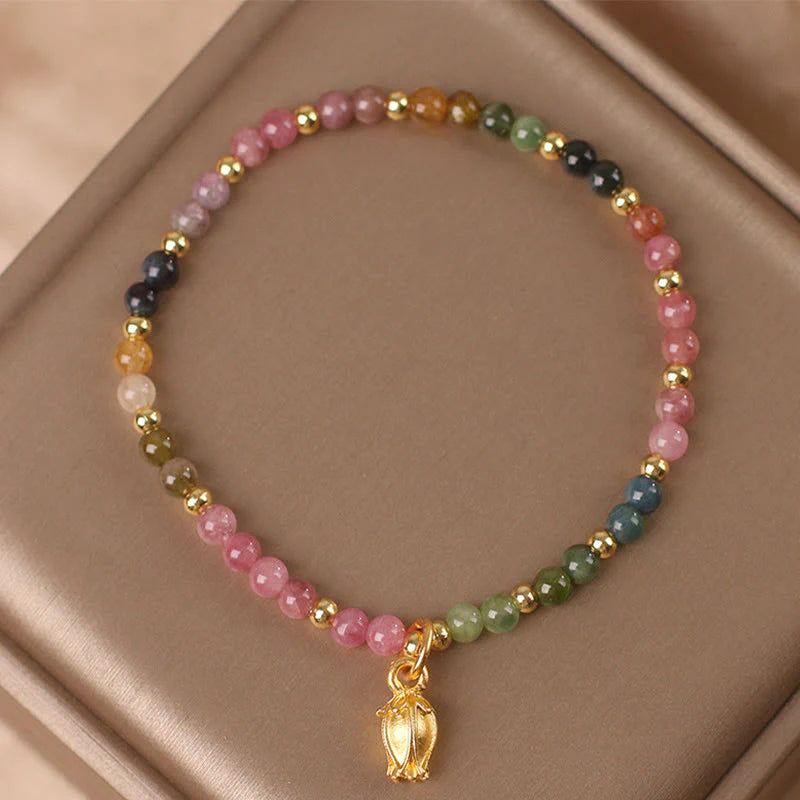 Buddha Stones Colorful Tourmaline Flowers Positive Bracelet