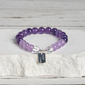 Buddha Stones Amethyst Rose Quartz Strawberry Quartz Good Luck Charm Bracelet