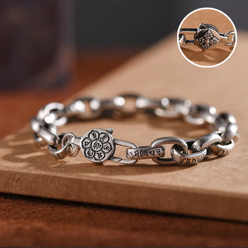 Buddha Stones 925 Sterling Silver Six True Words Wisdom Calm Bracelet (Extra 30% Off | USE CODE: FS30)