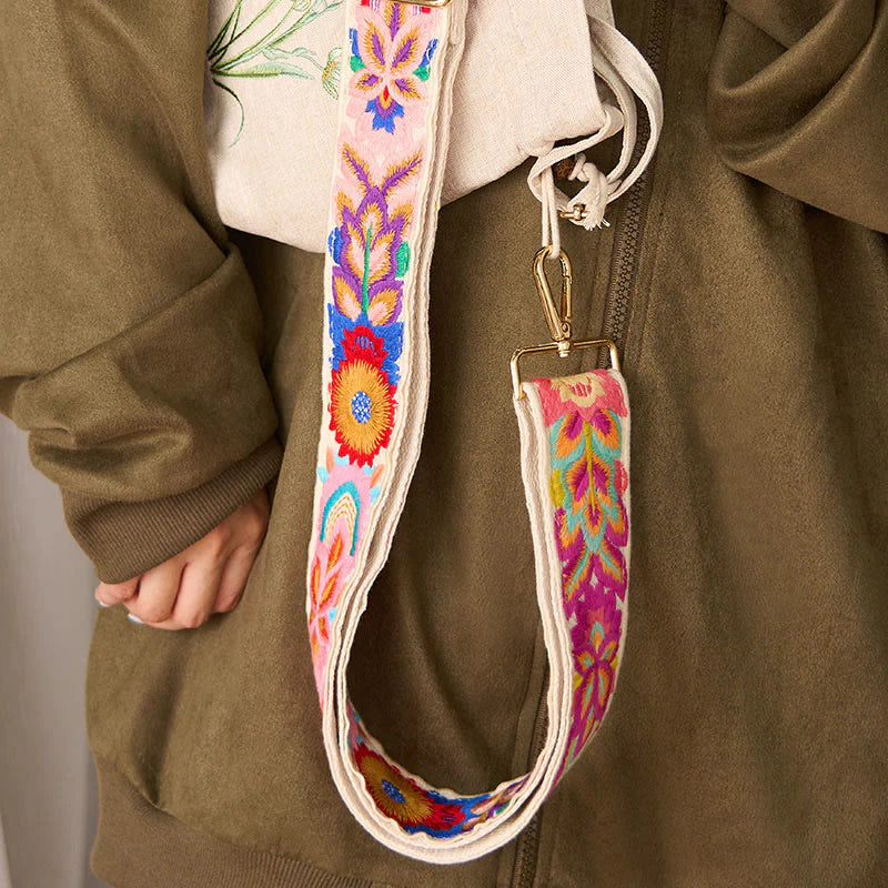 Buddha Stones Multicolor Sunflower Embroidery Adjustable Handbags Crossbody Shoulder Bag Straps