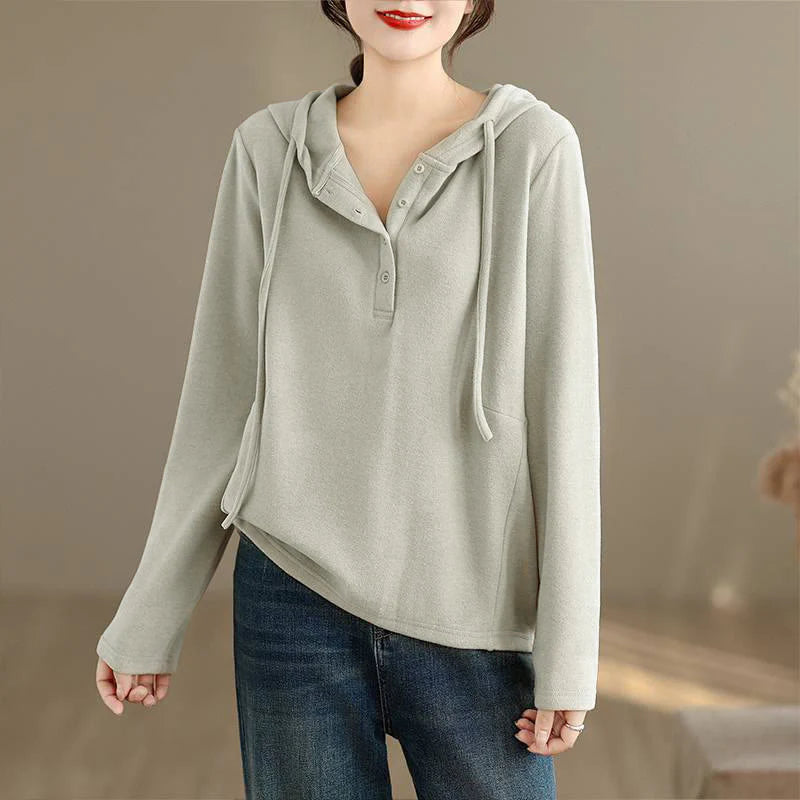 Buddha Stones Winter Solid Color Cotton Long Sleeve Women's Hoodie Has Hood