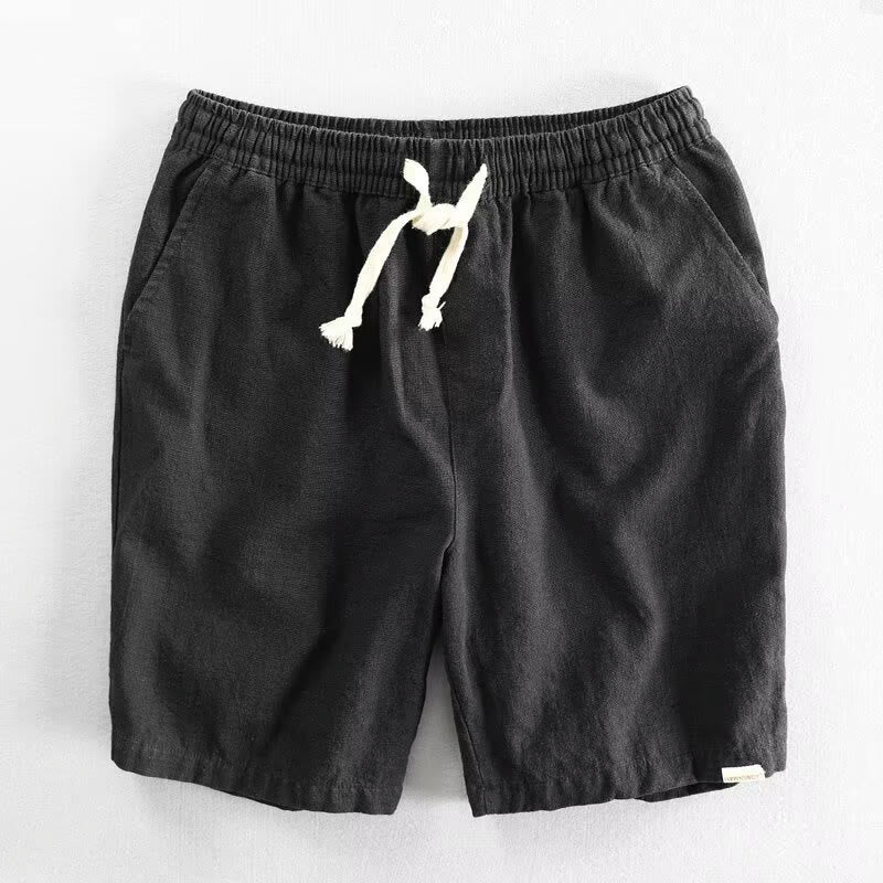 Buddha Stones Drawstring Elastic Waist Cotton Men's Shorts With Pockets