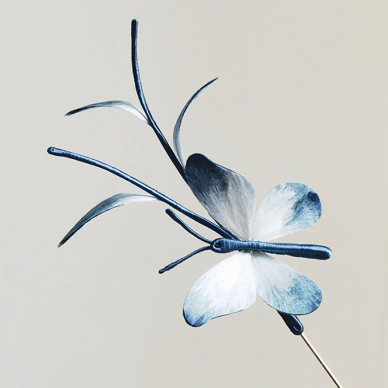 Buddha Stones Handmade Velvet Flower Mulberry Silk Butterfly Brooch Hairpin