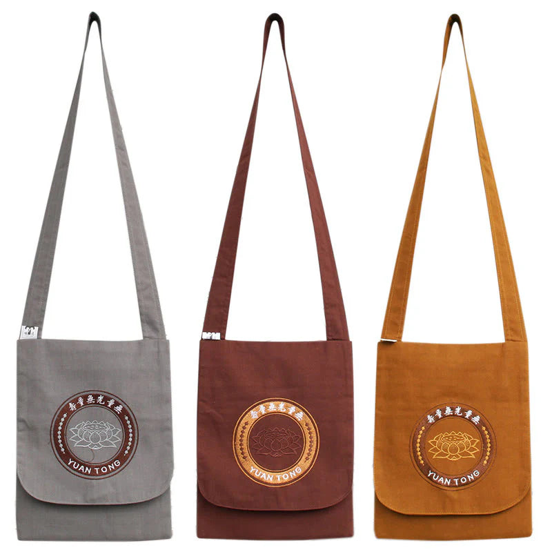 Lotus Embroidered Spiritual Mind Practice Cotton Shoulder Bag Crossbody Bag (Extra 30% Off | USE CODE: FS30)
