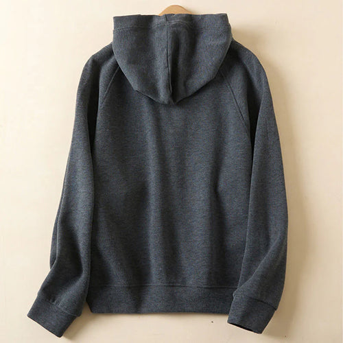 Buddha Stones Plain Buttons Women's Cotton Hooded Jacket With Pockets