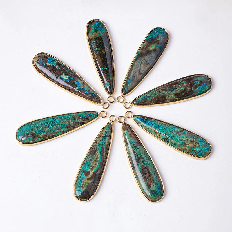Buddha Stones Natural Stone Sea Sediment Jasper Agate Teardrop Shape Protection Necklace Pendant