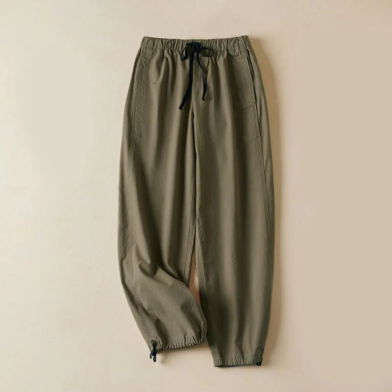 Buddha Stones Fall Drawstring 7-8 Length Cotton Women's Cargo Pants With Pockets