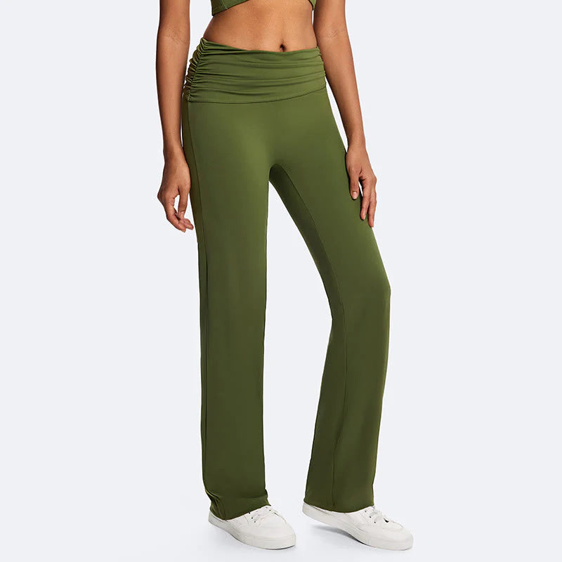 Buddha Stones Solid Crop Halter Backless Sleeveless Top Straight Leg Pants For Sports Fitness Yoga