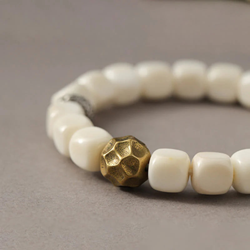 Buddha Stones Bodhi Seed Hammered Copper Brass Calm Bracelet