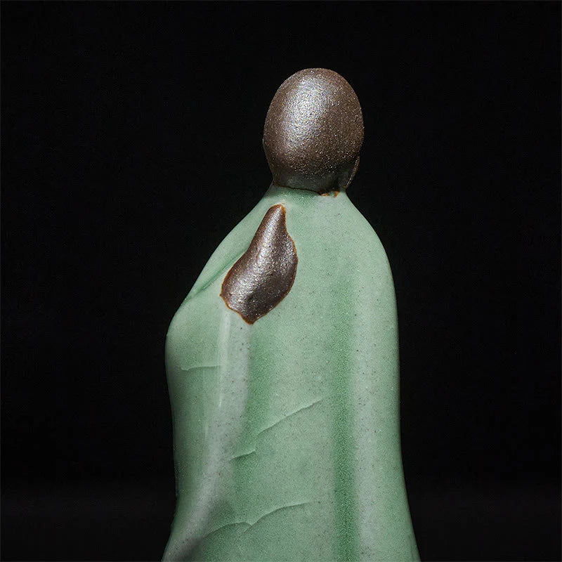 Buddha Stones Meditation Monk Ceramic Statue Serenity Home Decoration