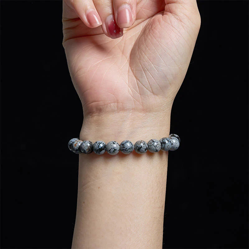 Buddha Stones Snowflake Obsidian Balance Bracelet