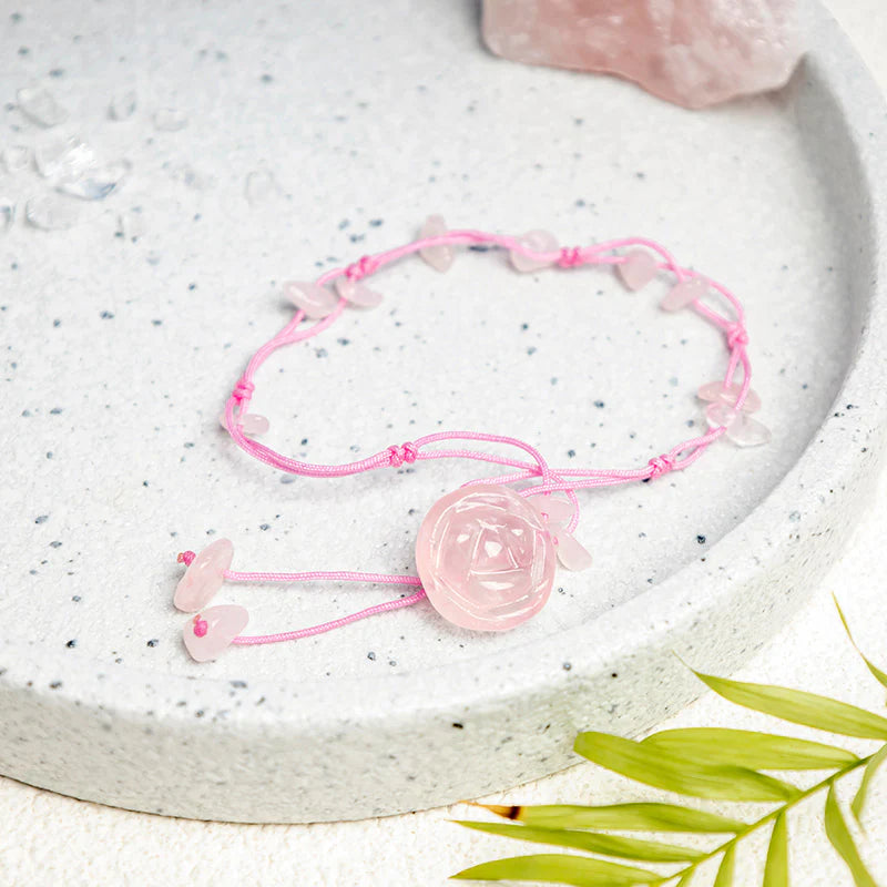 Buddha Stones Amethyst Pink Crystal Green Aventurine Rose Inner Peace Healing Anklet