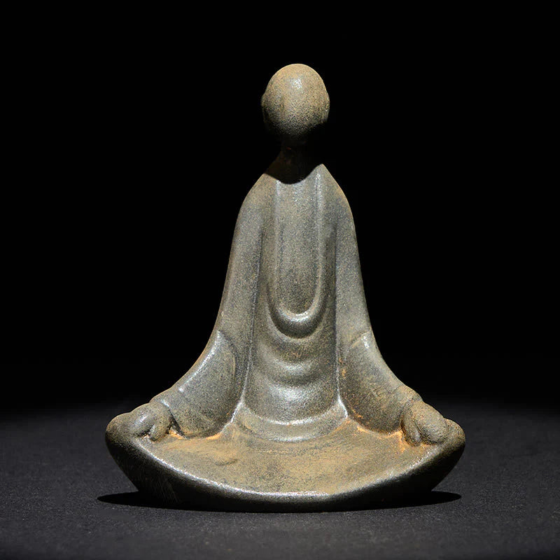 Buddha Stones Handmade Sitting Formless Buddha Iron Powder Rust Cast Resin Statue Decoration