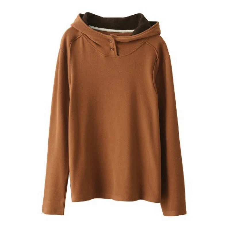 Buddha Stones Winter Solid Color Cotton Thickened Long Sleeve Women's Hoodie Has Hood