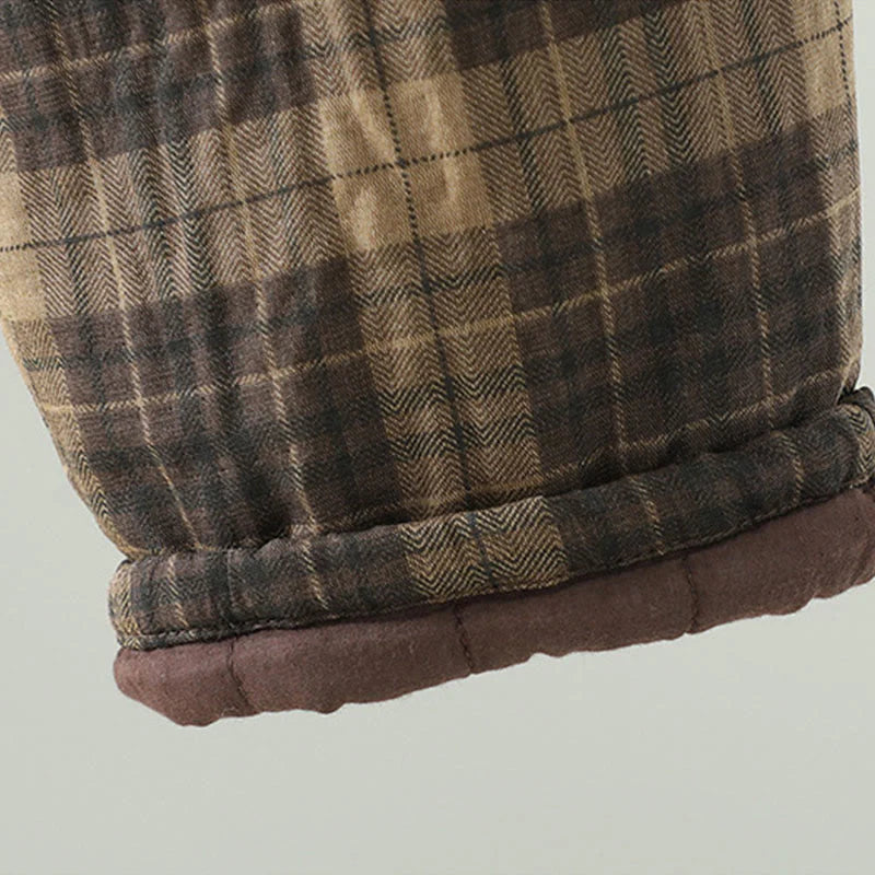 Buddha Stones Multi-color Plaid Pattern Cotton-padded Women's Harem Thermal Pants With Pockets