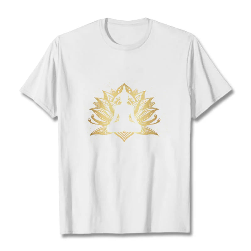 Buddha Stones Golden Lotus Meditation Buddha Tee T-shirt