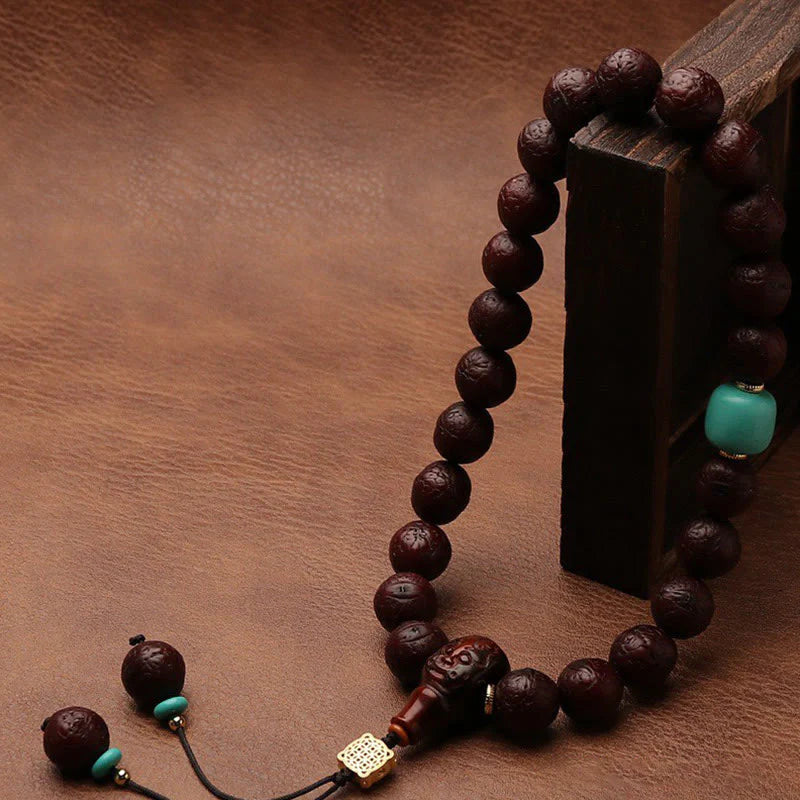Buddha Stones Tibetan Bodhi Seed Agate Bead Luck Wealth Tassel Charm Wrist Mala (Extra 30% Off | USE CODE: FS30)