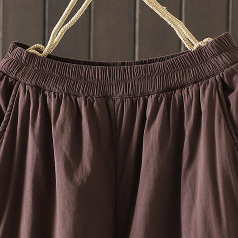 Buddha Stones Plain Warm Women's Harem Pants With Pockets