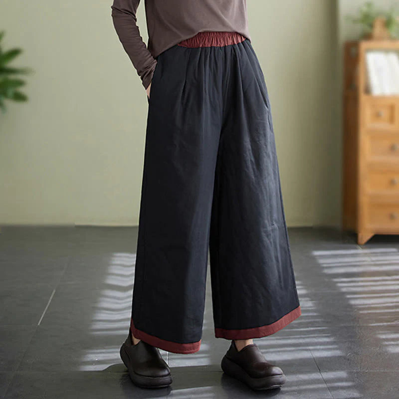 Buddha Stones Casual Plain Women's Wide Leg Pants With Pockets