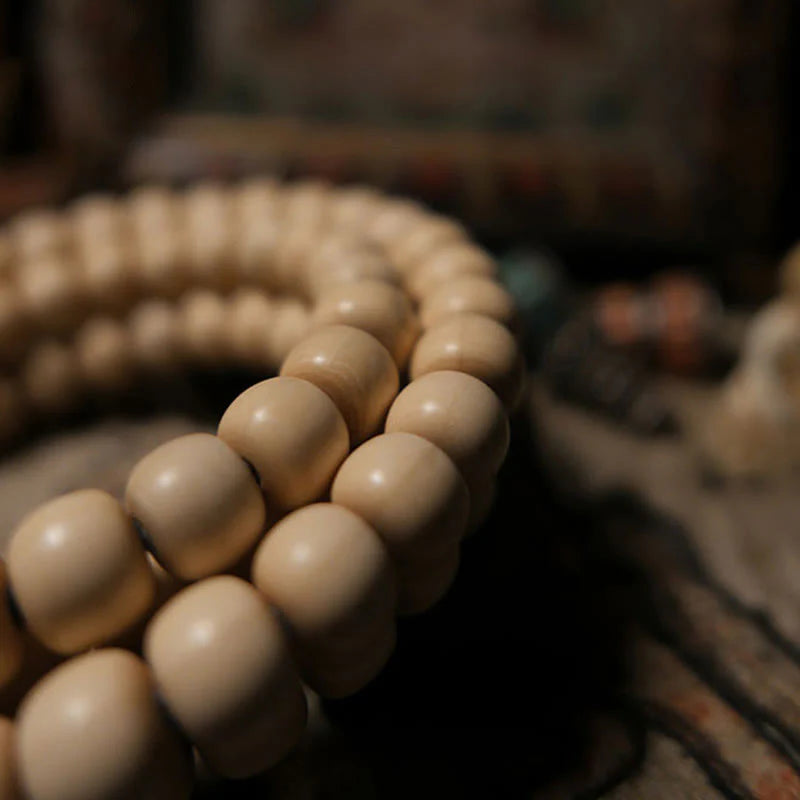 Buddha Stones 108 Mala Beads Abelia Biflora Wood Warding Off Evil Spirits Wrist Mala