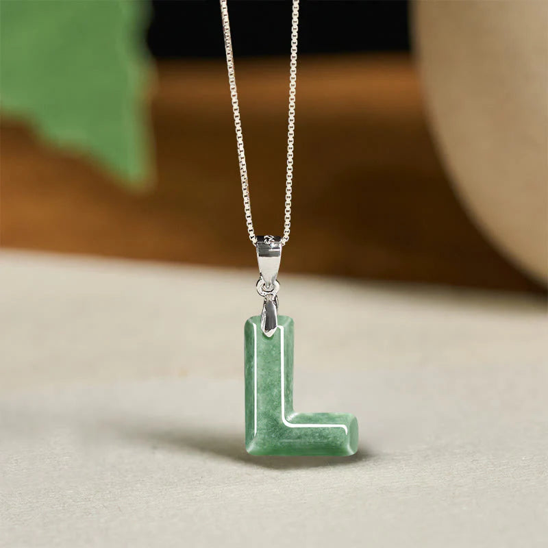 Buddha Stones May You Find Your Own Meaning Natural A-Z Letter Jade 925 Sterling Silver Chain Necklace Includes Gift Message Card