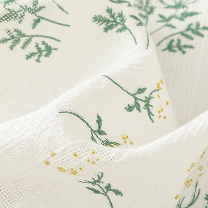 Buddha Stones Retro Printing Floral Plant Pattern Chinese Frog-Button Design Women's Cotton Sleeveless Vest