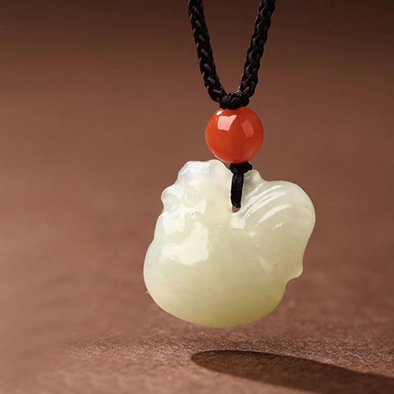 Buddha Stones Chinese Zodiac Year Of The Horse Jade South Red Agate Prosperity Necklace Pendants