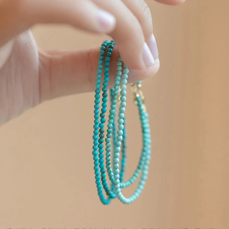 Buddha Stones 2mm Turquoise Ultra-thin Beads 14k Gold Plated Copper Wisdom Bracelet