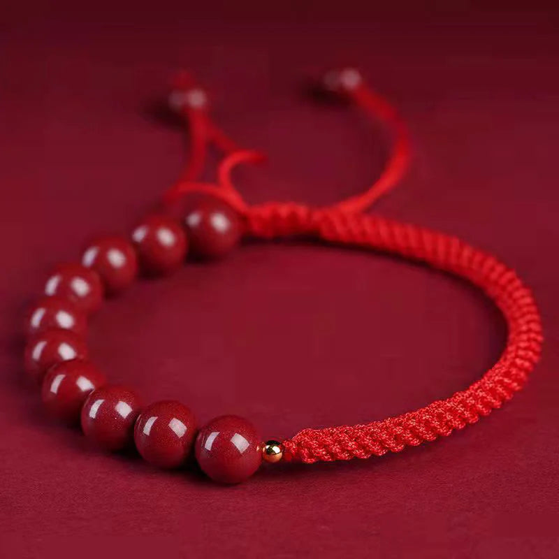 Buddha Stones Natural Cinnabar King Kong Knot Blessing String Bracelet (Extra 35% Off | USE CODE: FS35)