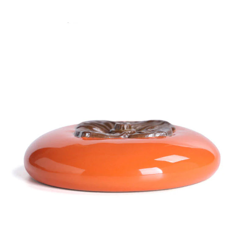 Buddha Stones Persimmon Ceramic Meditation Healing Incense Burner Incense Holders