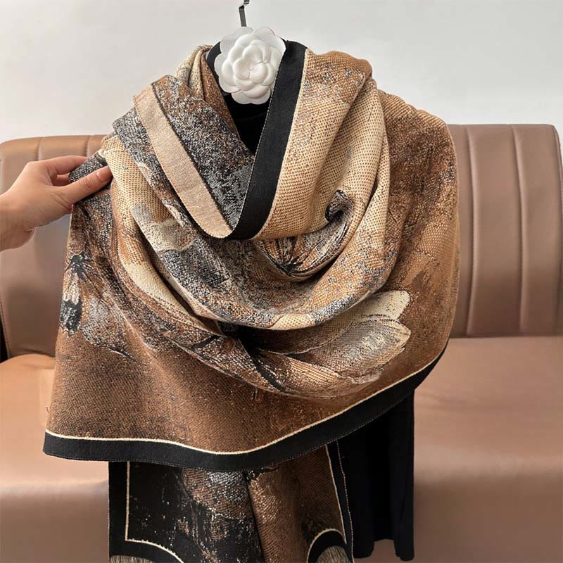 Buddha Stones Winter Magnolia Butterfly Pattern Soft Scarf Shawl