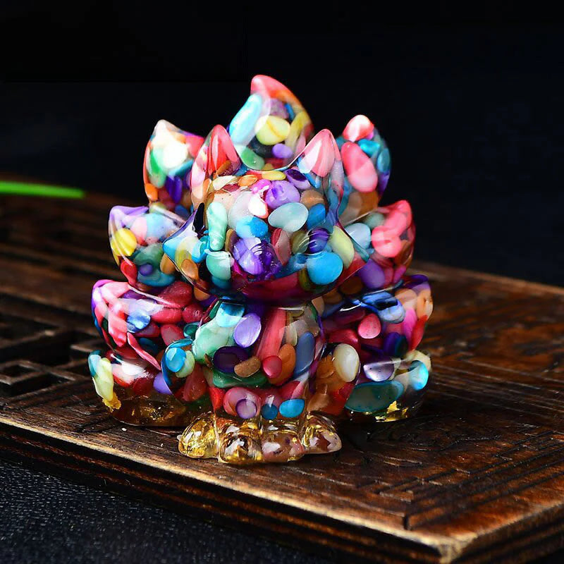 Buddha Stones Natural Various Crystal Strawberry Quartz Amethyst Nine Tailed Fox Protection Home Decoration