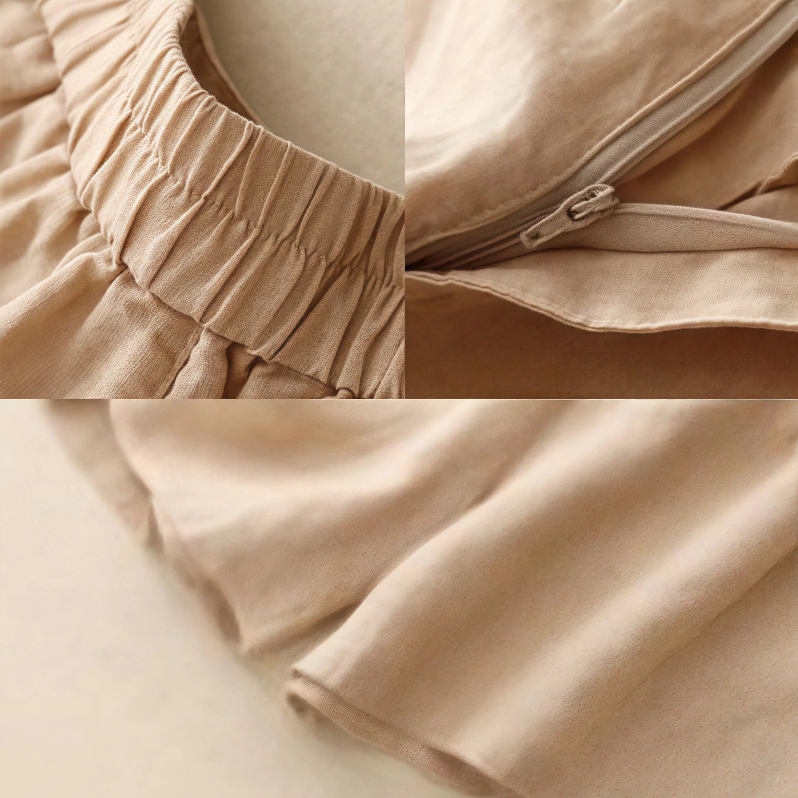 Buddha Stones Summer Casual Embroidery Flower Pleated Zipper Button Cotton Linen Women's Shorts With Pockets