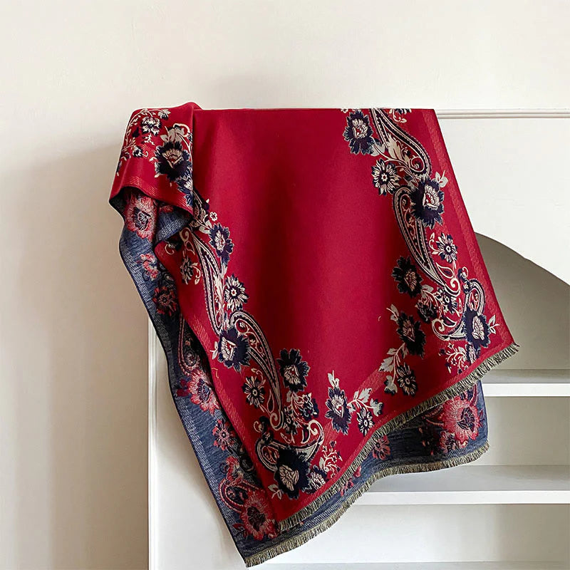 Buddha Stones Fall Cashew Flower Vines Pattern Warm Cozy Scarf Shawl