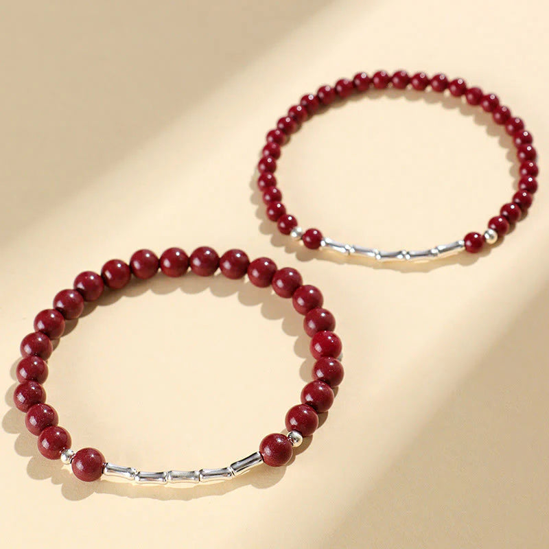 Buddha Stones Cinnabar 925 Sterling Silver Calm Concentration Bracelet