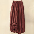 Buddha Stones Spring Pure Color Drawstring Double Layer Women's Wide Leg Pants With Pockets